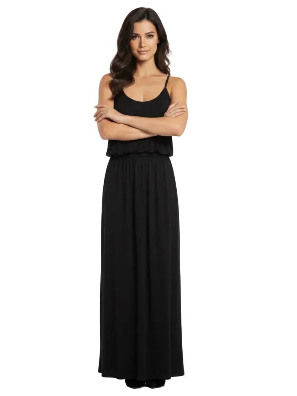 Olivia Rae Black Sleeveless Maxi Dress with Blouson Bodice Medium